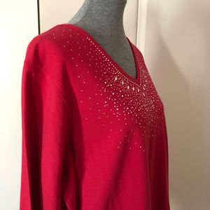 Quacker Factory Classy Casual Studded Neckline Top